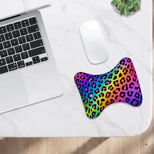 Alt view image 7 of 7 - Ergonomic Wrist Rest Bean Bag 5.9 x 4.7 Inch Soft Breathable Bead Cushion for Computer Mouse Laptop PC Gaming Removable Printed Cover Desk Decor Gift Rainbow Leopard