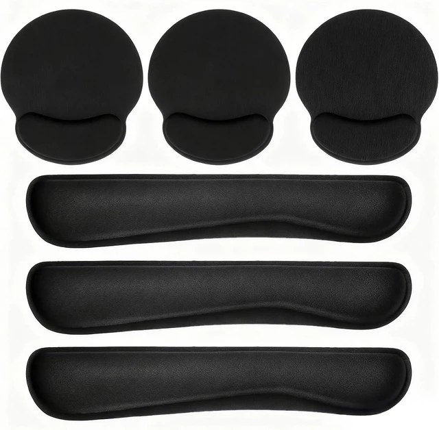 Main image of 6 Pcs Mouse Pad and Keyboard Wrist Rest - Ergonomic Wrist Pad for Computer Keyboard and Mouse Pad Memory Foam Wrist Support for Comfy Typing (Classic Black)