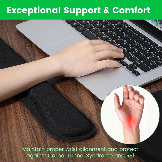 Alt view image 5 of 7 - 6 Pcs Mouse Pad and Keyboard Wrist Rest - Ergonomic Wrist Pad for Computer Keyboard and Mouse Pad Memory Foam Wrist Support for Comfy Typing (Classic Black)