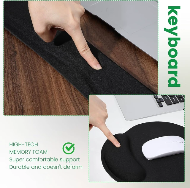 Alt view image 7 of 7 - 6 Pcs Mouse Pad and Keyboard Wrist Rest - Ergonomic Wrist Pad for Computer Keyboard and Mouse Pad Memory Foam Wrist Support for Comfy Typing (Classic Black)