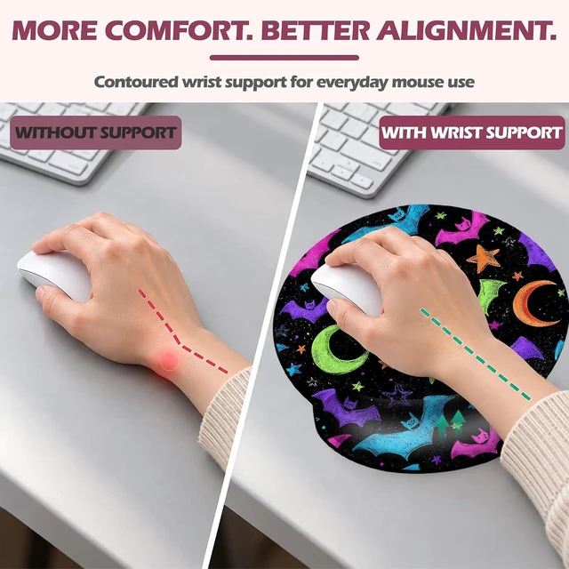 Alt view image 5 of 7 - Magic Bat Keyboard Wrist Rest and Mouse Pad Set 3-in-1 Memory Foam Support