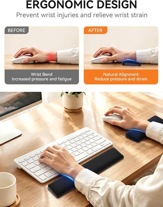 Alt view image 2 of 7 - Cooling Gel Wrist Rest Set Compact Keyboard & Mouse Wrist Support Pad