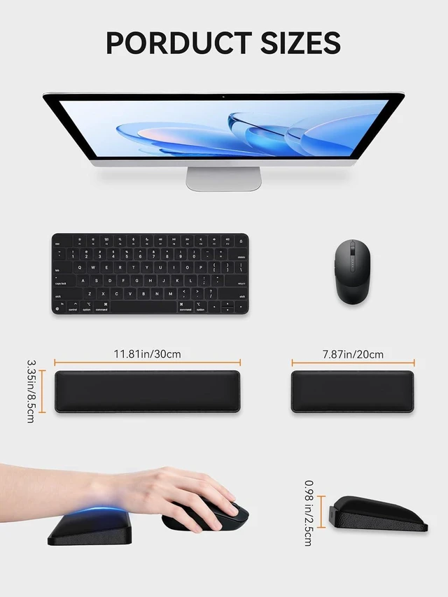 Alt view image 6 of 7 - Cooling Gel Wrist Rest Set Compact Keyboard & Mouse Wrist Support Pad
