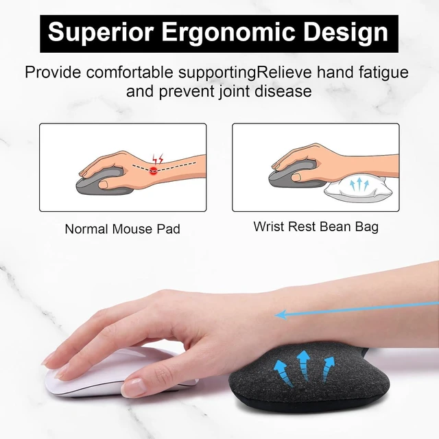 Alt view image 2 of 6 - Ergonomic Wrist Rest Bean Bag 5.9 x 4.7 Inch Soft Breathable Bead Cushion for Computer Mouse Laptop PC Gaming Bare Bean No Cover Included Desk Decor Gift Bare Bean
