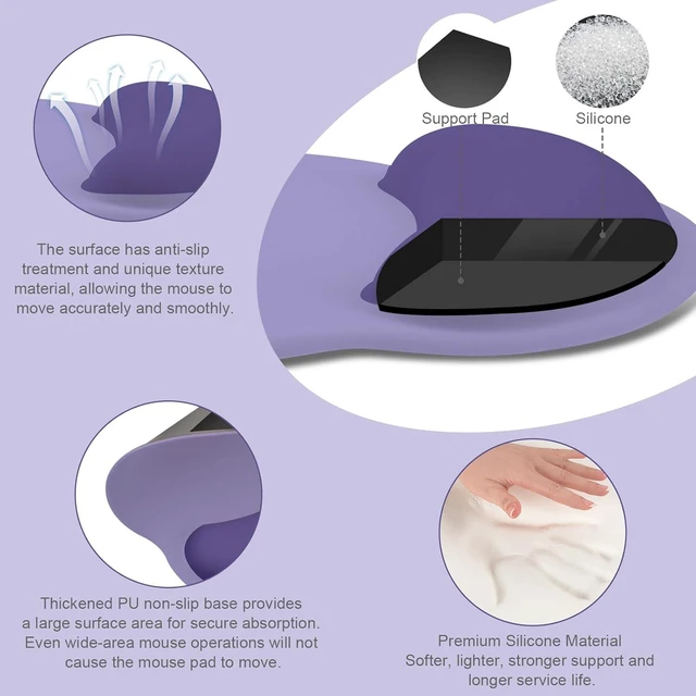 Alt view image 2 of 7 - Wrist Rest Support for Mouse Pad&Keyboard Set Imperial Purple