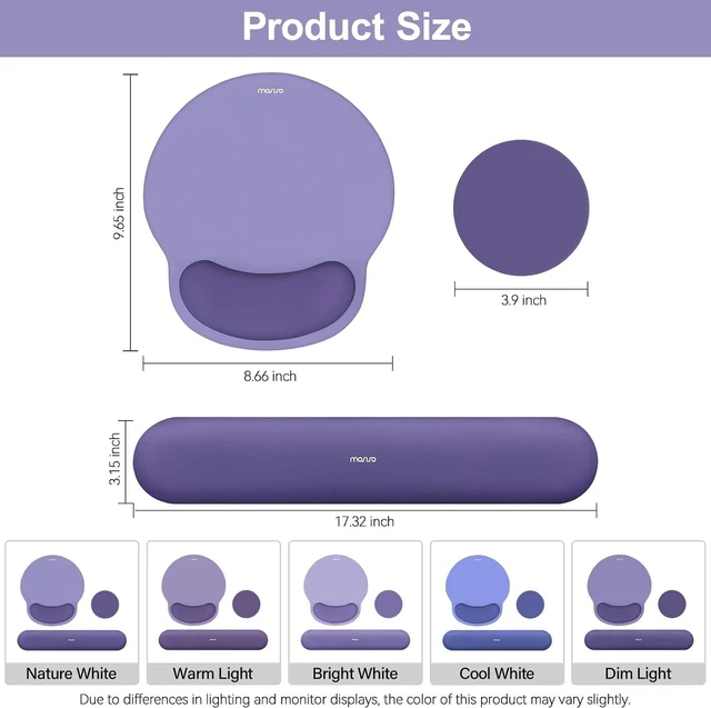 Alt view image 7 of 7 - Wrist Rest Support for Mouse Pad&Keyboard Set Imperial Purple