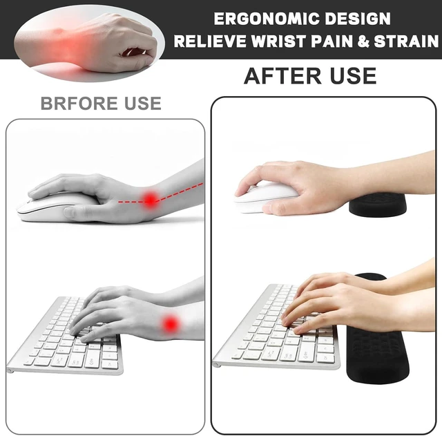Alt view image 3 of 7 - Ergonomic Keyboard Wrist Rest & Mouse Pad with Wrist Rest Set Black