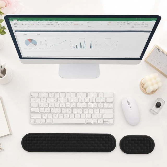 Alt view image 7 of 7 - Ergonomic Keyboard Wrist Rest & Mouse Pad with Wrist Rest Set Black