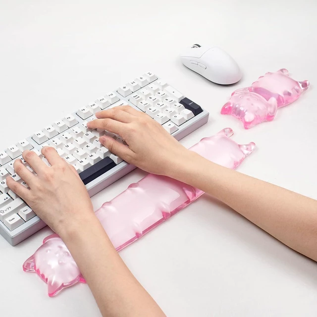 Alt view image 2 of 7 - Gel Keyboard and Mouse Wrist Rest Set Clear Cat Wrist Rest