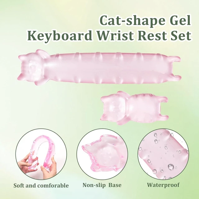 Alt view image 4 of 7 - Gel Keyboard and Mouse Wrist Rest Set Clear Cat Wrist Rest