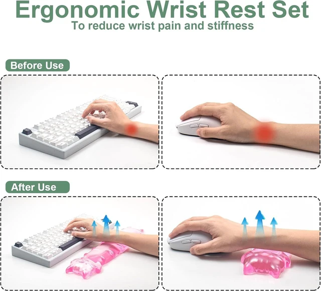 Alt view image 3 of 7 - Gel Keyboard and Mouse Wrist Rest Set Clear Cat Wrist Rest