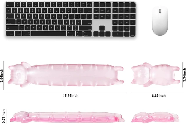 Alt view image 5 of 7 - Gel Keyboard and Mouse Wrist Rest Set Clear Cat Wrist Rest