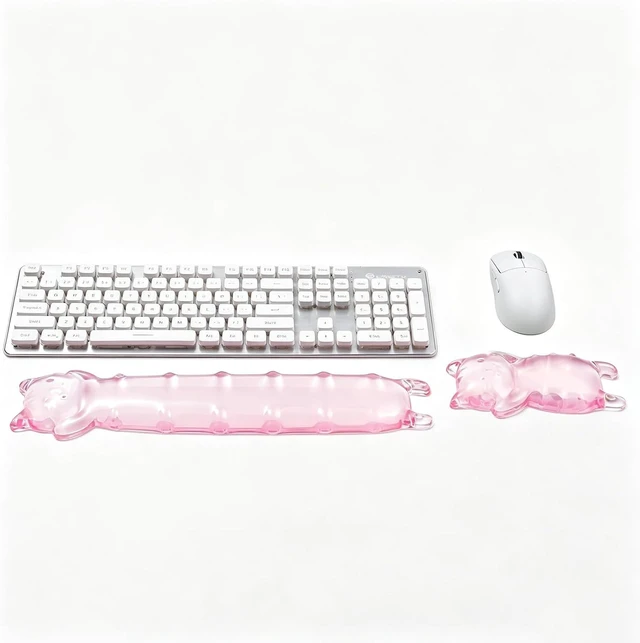 Alt view image 7 of 7 - Gel Keyboard and Mouse Wrist Rest Set Clear Cat Wrist Rest