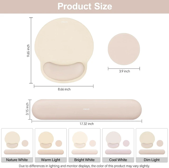 Alt view image 7 of 7 - Wrist Rest Support for Mouse Pad&Keyboard Set Apricot