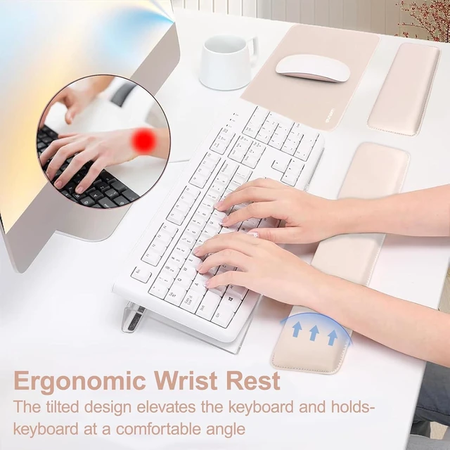 Alt view image 2 of 7 - Computer Keyboard Stand&Wrist Rest Support for Keyboard Apricot