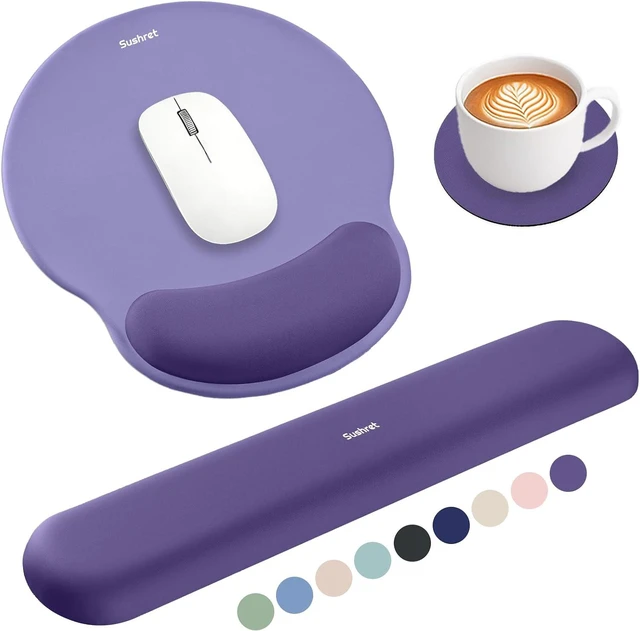 Main image of Mouse Pad and Keyboard Wrist Rest 3-in-1 Gel Memory Foam Ergonomic Mouse Pad with Wrist Rest Set Gaming Mousepad Arm Cushion Support for Computer Office Desk Accessories Cute Setup Purple