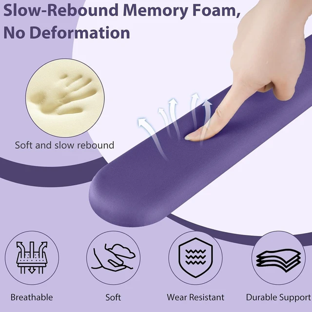 Alt view image 4 of 7 - Mouse Pad and Keyboard Wrist Rest 3-in-1 Gel Memory Foam Ergonomic Mouse Pad with Wrist Rest Set Gaming Mousepad Arm Cushion Support for Computer Office Desk Accessories Cute Setup Purple