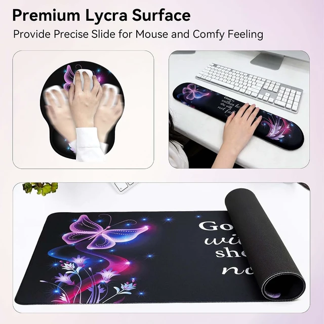 Alt view image 4 of 7 - Desk Mat Set Keyboard and Mouse Pad with Wrist Rest Support