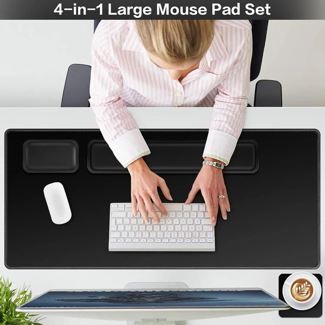 Alt view image 2 of 7 - 4-in-1 Mouse Pad Black Mouse Pad with Wrist Rest