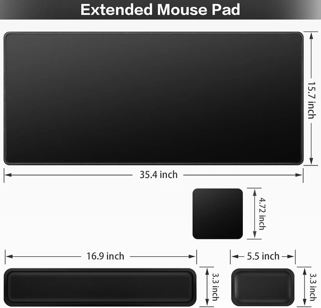 Alt view image 6 of 7 - 4-in-1 Mouse Pad Black Mouse Pad with Wrist Rest