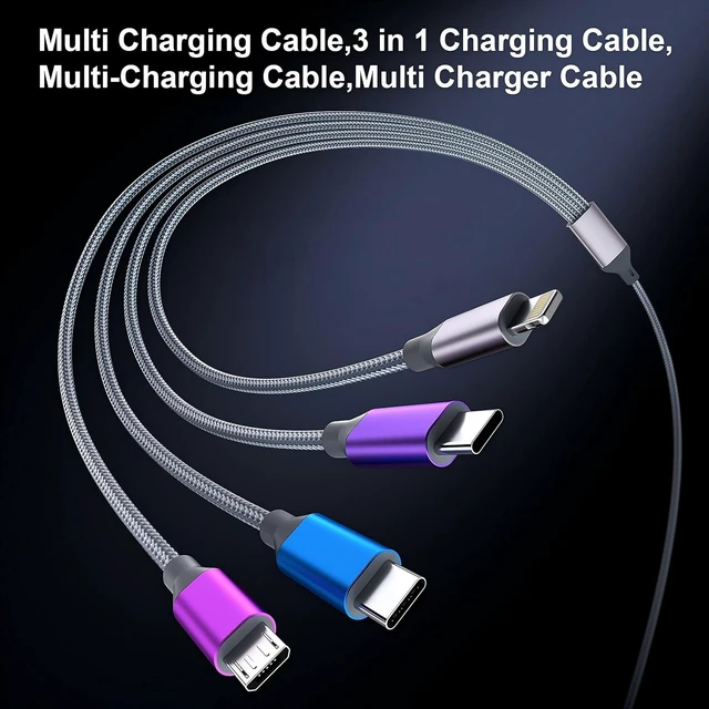 Alt view image 5 of 7 - Multi Charging Cable 4ft 2Pack 4 in 1 Charger Cord Dual Tyep-C Rapid Cable