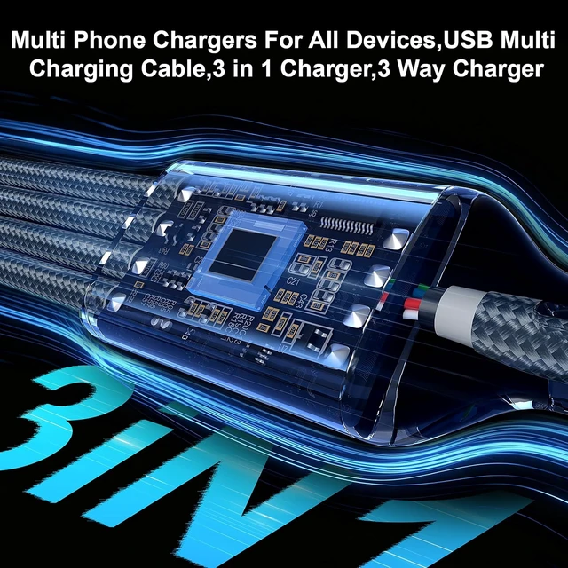 Alt view image 4 of 7 - Multi Charging Cable 4ft 2Pack 4 in 1 Charger Cord Dual Tyep-C Rapid Cable