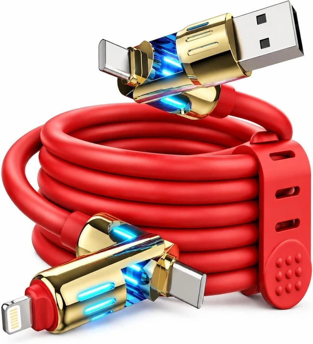 Main image of 240W 4-in-1 Fast Charging Cable Red 6.6FT