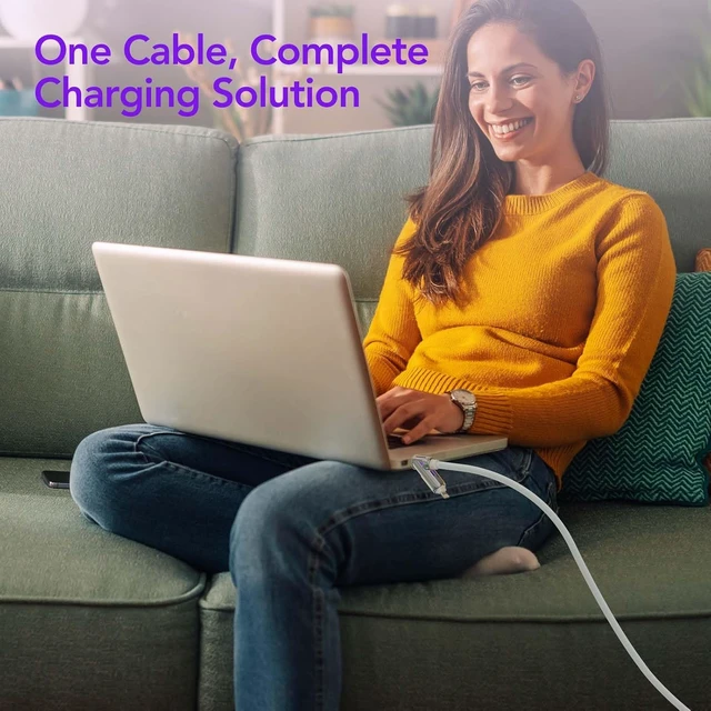Alt view image 6 of 7 - 240W 4-in-1 Fast Charging Cable White 6.6FT