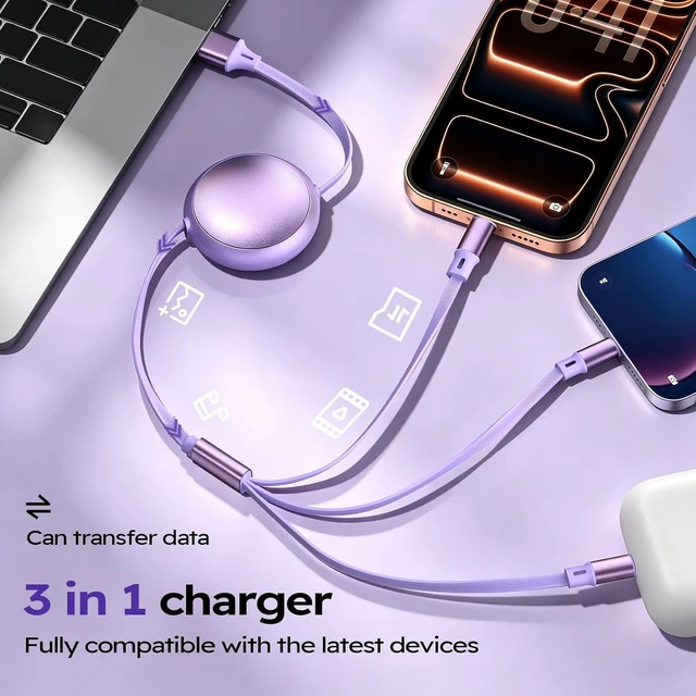 Alt view image 2 of 7 - Multi Charging Cable Retractable Phone Charger for Car Accessories