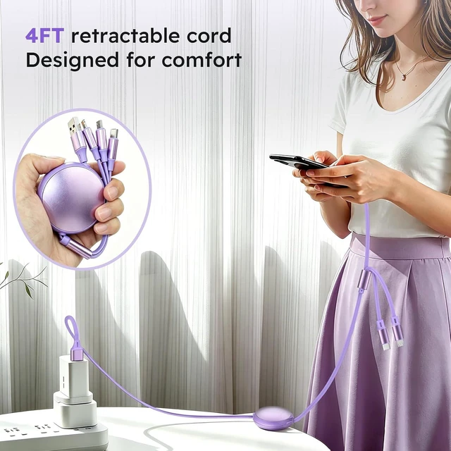 Alt view image 4 of 7 - Multi Charging Cable Retractable Phone Charger for Car Accessories