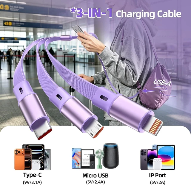 Alt view image 7 of 7 - Multi Charging Cable Retractable Phone Charger for Car Accessories