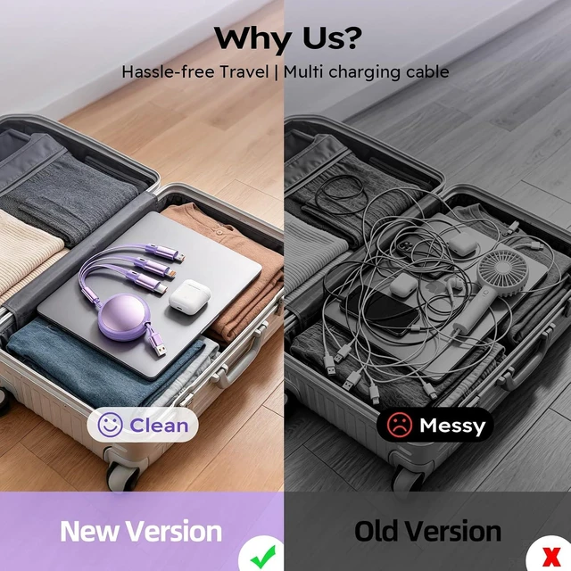 Alt view image 6 of 7 - Multi Charging Cable Retractable Phone Charger for Car Accessories