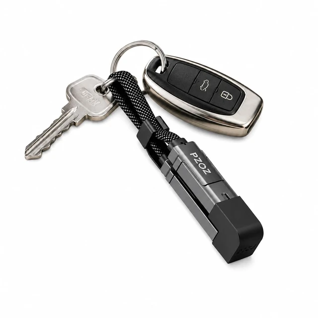 Main image of PZOZ 4-in-1 Keychain Charging Cable 60W Fast Charging with LED Display