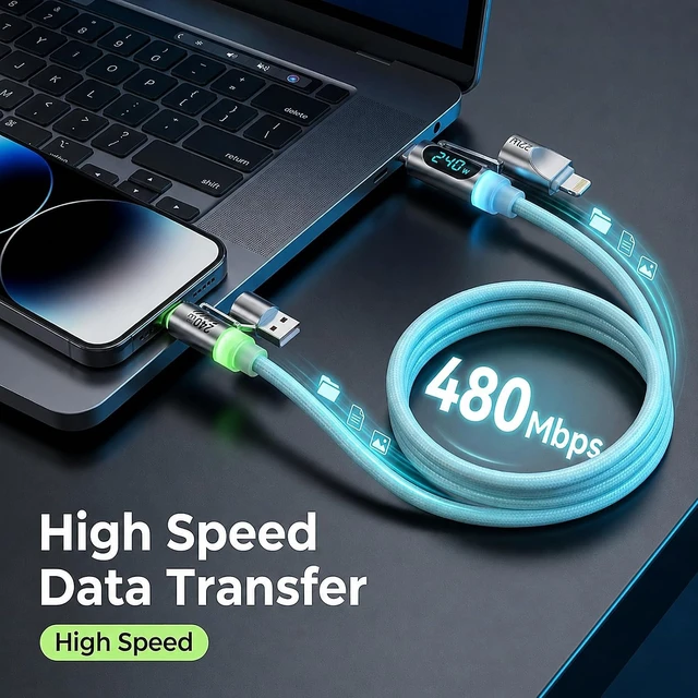 Alt view image 6 of 7 - 4-in-1 USB C Cable 240W Max 6FT 1 Pack
