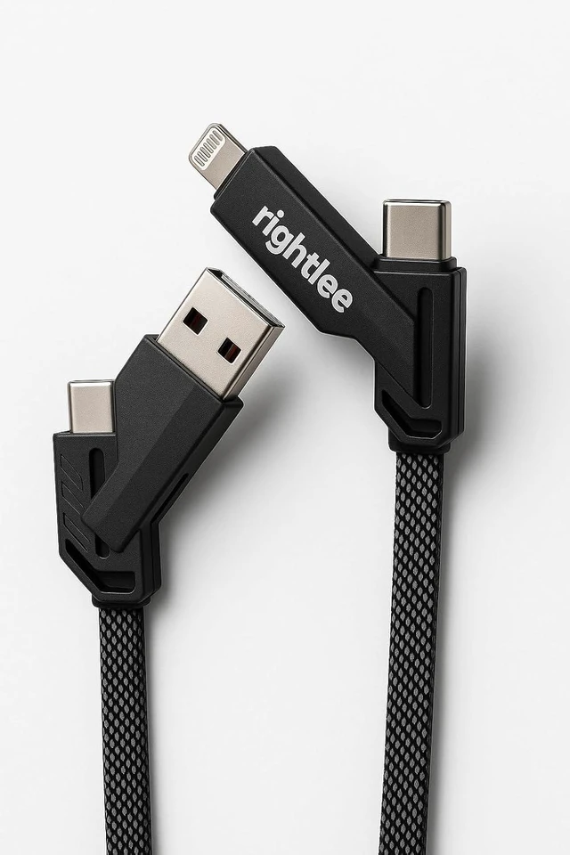 Main image of 4-in-1 Charging Cable 240W with E-Mark USB-A & USB-C Input to iOS & USB-C Output Fast Multi Charger Cord Compatible with iPhone iPad Android & More (5ft)