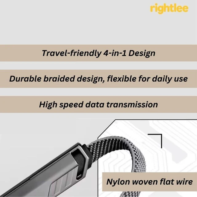 Alt view image 3 of 4 - 4-in-1 Charging Cable 240W with E-Mark USB-A & USB-C Input to iOS & USB-C Output Fast Multi Charger Cord Compatible with iPhone iPad Android & More (5ft)