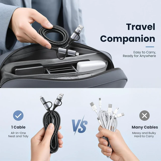 Alt view image 6 of 7 - 4 in 1 Multi Charging Cable USB2.0 Data TransferFast Charging 1m