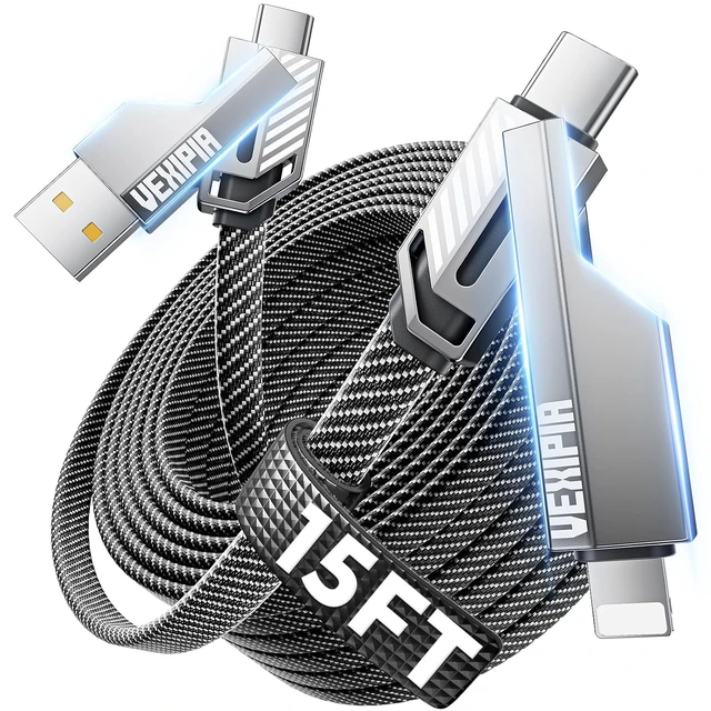 Main image of 4-in-1 Ultra Long USB C Cable 60W 15FT Compatible With Lightning Cable