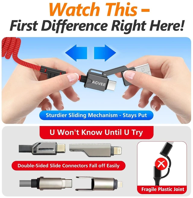 Alt view image 2 of 7 - 5ft 4-in-1 Coiled Multi Charging Charger Data Sync Cable