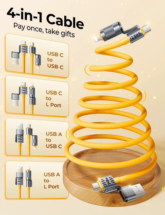 Alt view image 2 of 7 - 240W 4 in 1 Coiled USB C Cable Super Fast USBC Car Charger Cord for Car 5FT