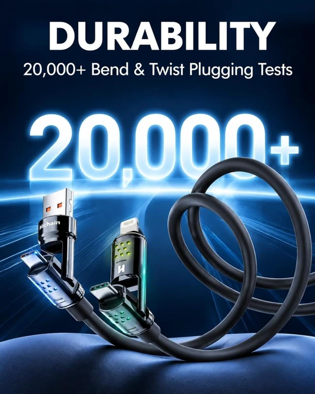 Alt view image 4 of 7 - USB A/C to C/Lightning Cable 100W 4 in 1 Multi Charging Cable 4FT