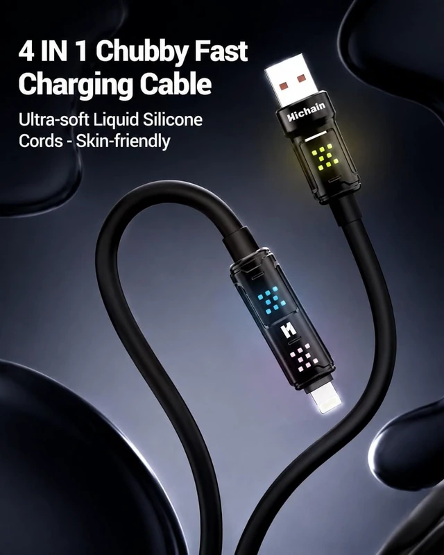 Alt view image 6 of 7 - USB A/C to C/Lightning Cable 100W 4 in 1 Multi Charging Cable 4FT
