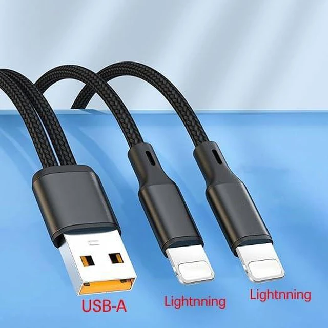 Alt view image 4 of 6 - Multi 2-in-1 Cable 4FT 2Pack USB A to Double Lightning Port