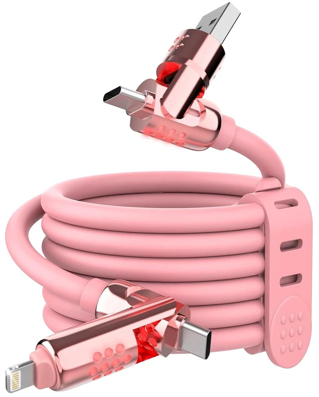 Main image of 4-in-1 Fast Charging Cable 6.6FT Pink