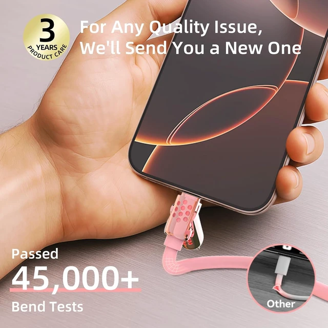 Alt view image 5 of 6 - 4-in-1 Fast Charging Cable 6.6FT Pink
