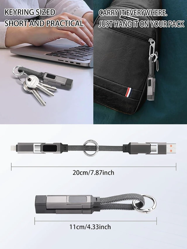 Alt view image 2 of 7 - 4-in-1 Multi Charger Cable with Keychain 65W