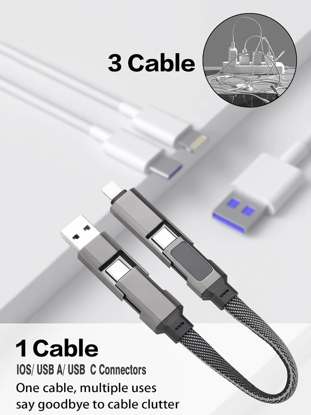 Alt view image 7 of 7 - 4-in-1 Multi Charger Cable with Keychain 65W