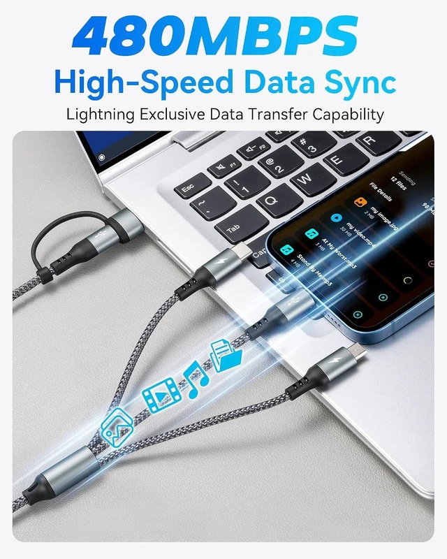 Alt view image 3 of 7 - 5 in 1 Multi Charging Cable USB A/C Universal Charger Cable
