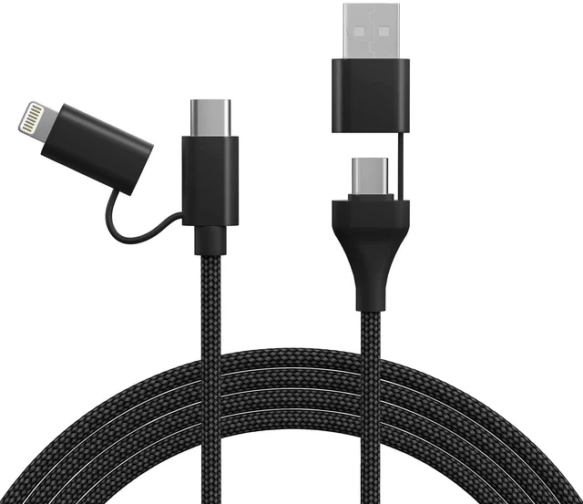 Main image of USB C and Lightning Cable 4-in-1 Charging Cord 60W Fast Charging & Data Sync 6FT MFi Certified Nylon Braided Cable for iPhone 17/16/15/14 iPad MacBook CarPlay - Anti-Tangle Design