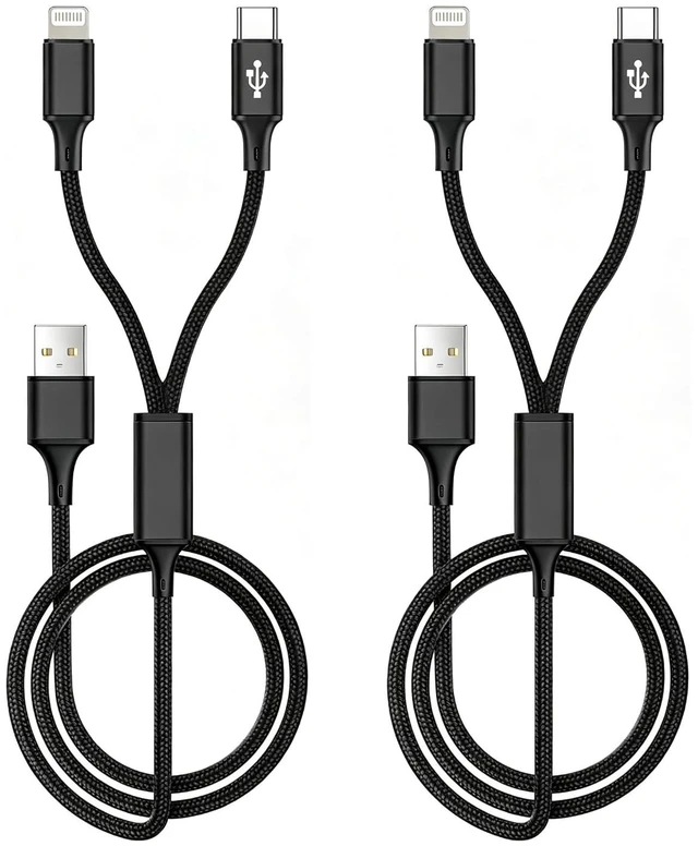Main image of Multi Charging Cable 4FT 2-in-1 2Pack USB C + Lightning Port